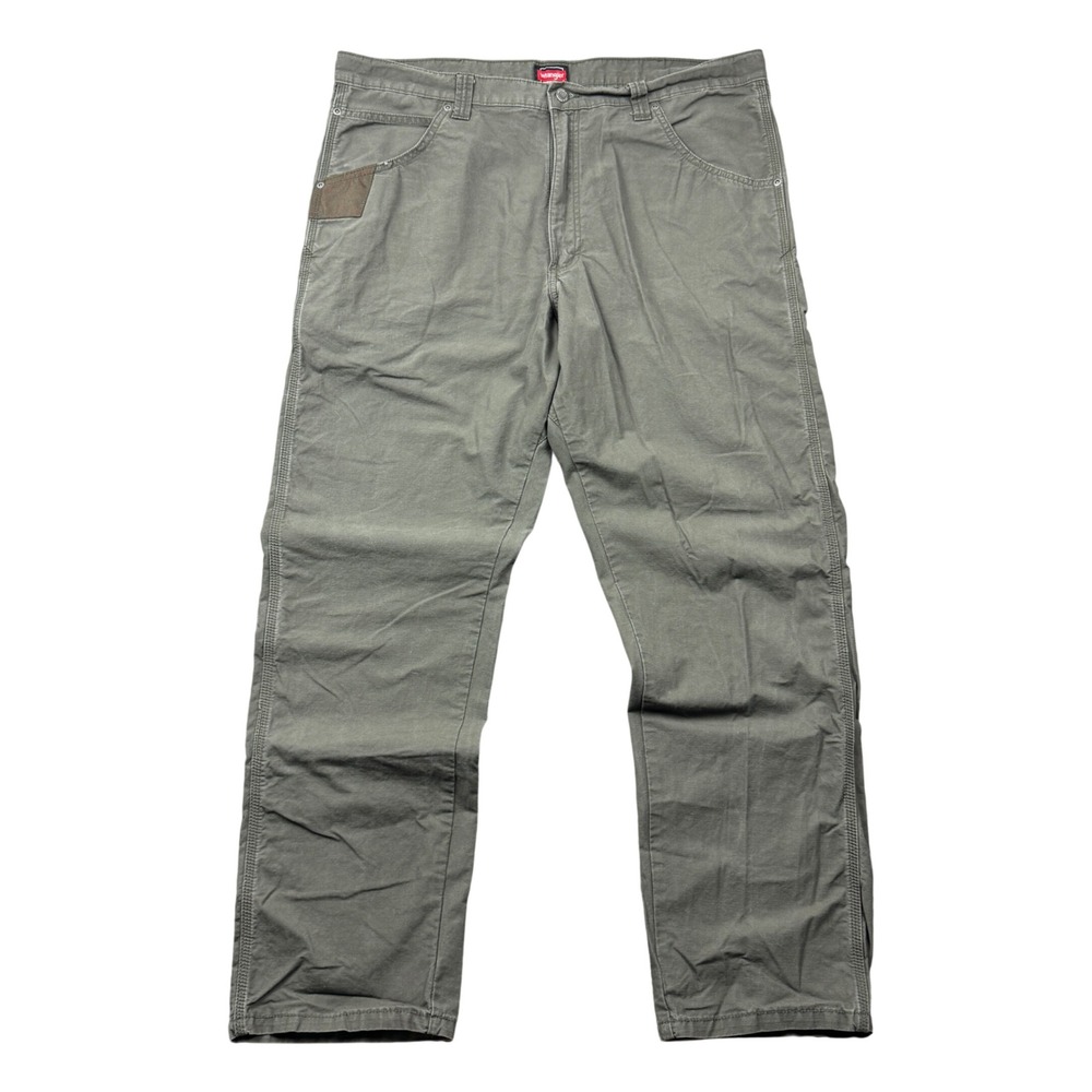 Wrangler Workwear Mens 38x32 Utility Pants Olive Green Ripstop Straight Leg